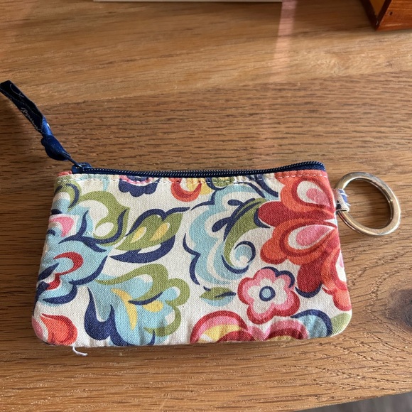 Vera Bradley Red and Blue ID Holder with Keyring - Picture 2 of 5
